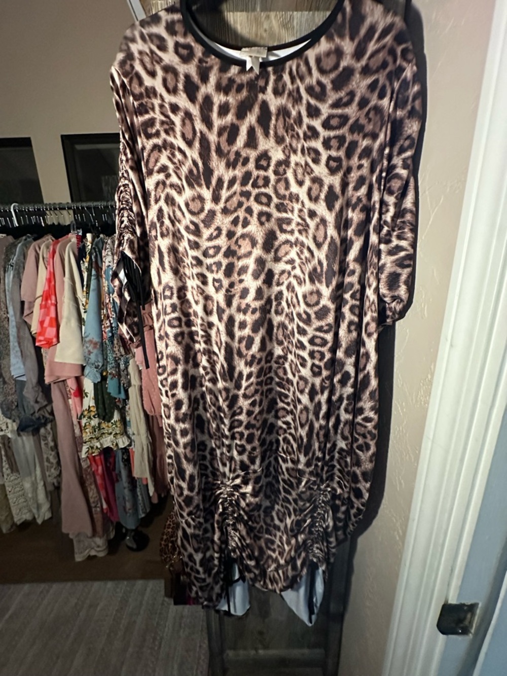 Leopard Print Midi Dress - Brown & Black Animal Print
